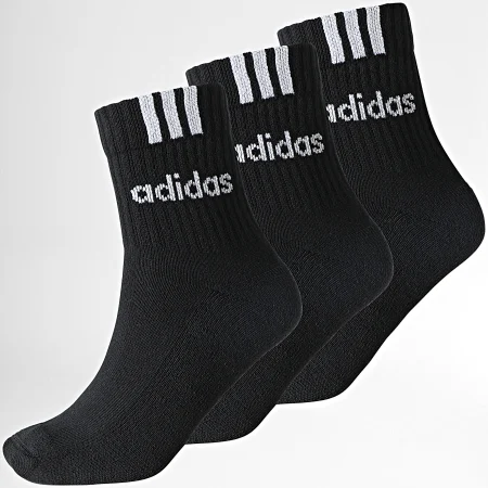 Lot de 3 paires de socquettes ADIDAS en coton mélangé blanc gris et noir